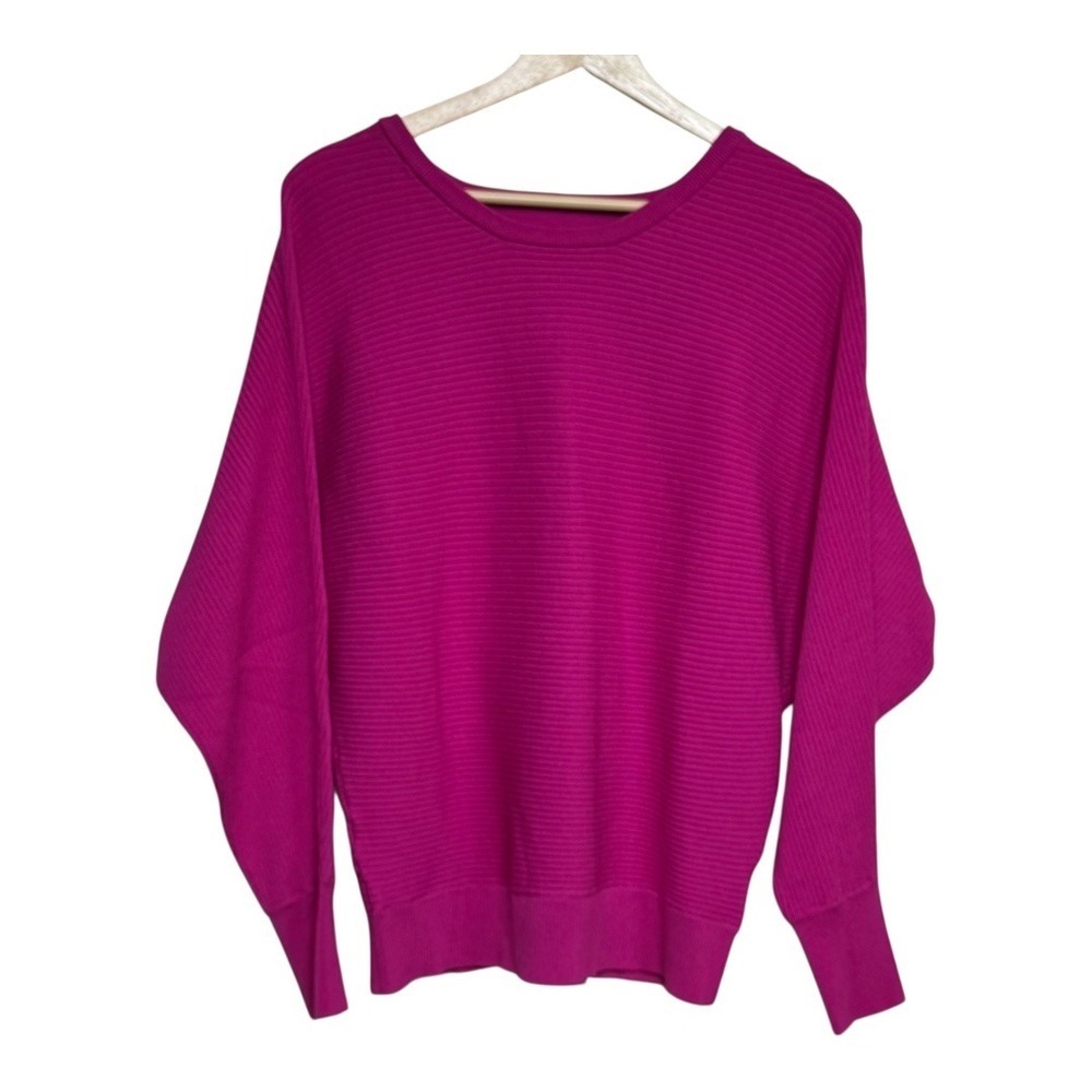 Express Pink Ribbed Dolman Sleeve Cutout V Neck Sweater Top Women's‎ Small